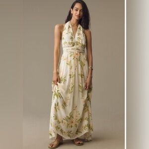Farm Rio Anthropologie floral chiffon maxi dress